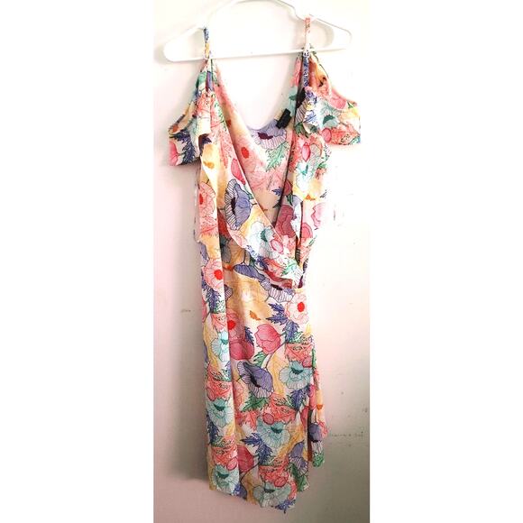 City Chic Etched Poppy Floral Print Wrap Dress Plus Large 20 - Picture 2 of 9